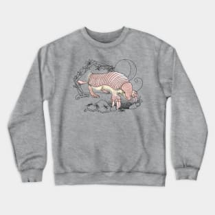 A Pink Fairy Armadillo under the moon - green background Crewneck Sweatshirt